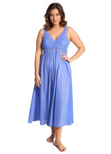 Nylon Tricot Sleeveless Long Nightgown with Floral Lace