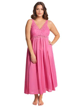 Nylon Tricot Sleeveless Long Nightgown with Floral Lace