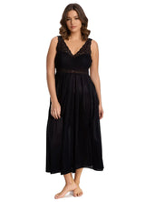 Nylon Tricot Sleeveless Long Nightgown with Floral Lace