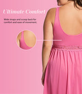 Nylon Tricot Sleeveless Long Nightgown with Floral Lace