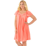 Nylon Tricot Flutter Sleeve Short Knee Length Nightgown