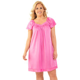 Nylon Tricot Flutter Sleeve Short Knee Length Nightgown