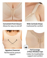 FULLY® Front Close Wirefree Cotton Posture Bra with Lace