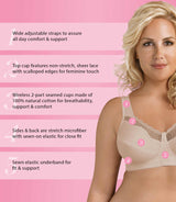 Fully® Cotton Soft Cup Wireless Full-Coverage Bra with Back Closure & Lace