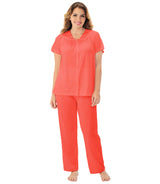 Nylon Tricot Short Sleeve Matching Pajama Set