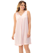 Nylon Tricot Sleeveless Short Knee Length Nightgown