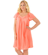 Nylon Tricot Flutter Sleeve Short Knee Length Nightgown