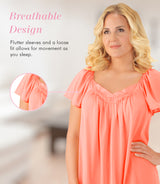 Nylon Tricot Flutter Sleeve Short Knee Length Nightgown