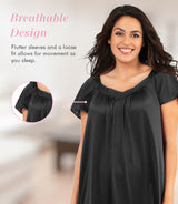 Nylon Tricot Flutter Sleeve Short Knee Length Nightgown