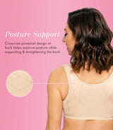 FULLY® Front Close Wirefree Cotton Posture Bra with Lace