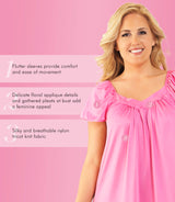 Nylon Tricot Flutter Sleeve Short Knee Length Nightgown