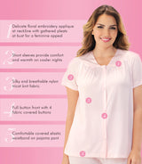 Nylon Tricot Short Sleeve Matching Pajama Set