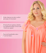 Nylon Tricot Flutter Sleeve Short Knee Length Nightgown