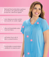 Nylon Tricot Short Sleeve Matching Pajama Set