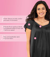 Nylon Tricot Flutter Sleeve Short Knee Length Nightgown