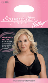 FULLY® Front Close Wirefree Cotton Posture Bra with Lace