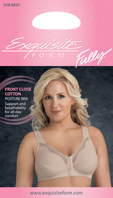 FULLY® Front Close Wirefree Cotton Posture Bra with Lace
