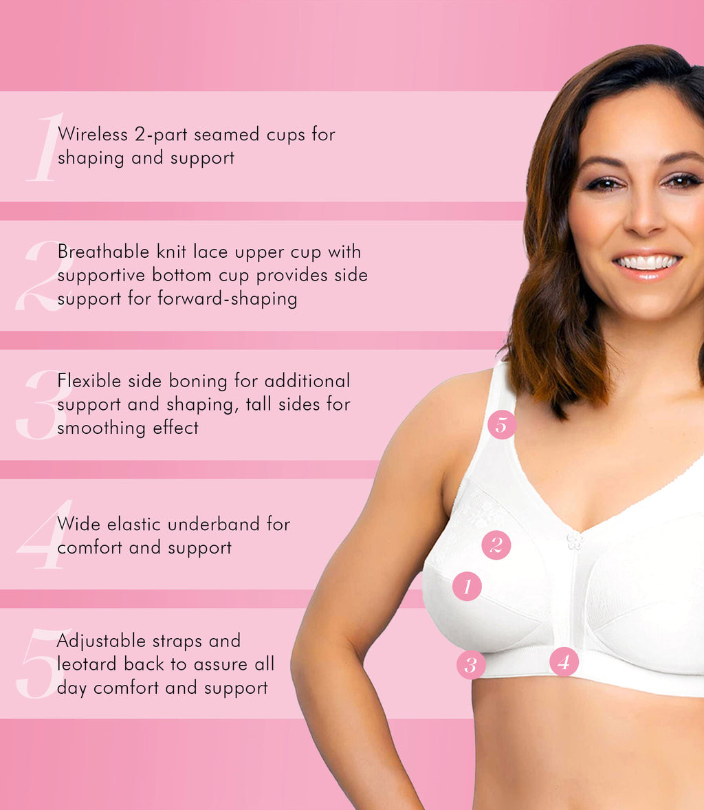 Exquisite Form Women's 51062048 Fully Comfortable Lined Wireless Full-Coverage  Bra with Back Closure & Lace, White, 40D : : Clothing, Shoes &  Accessories