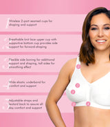 Fully® Slimming Wireless Full-Coverage Bra with Back Closure & Lace