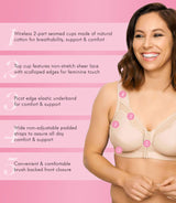 Fully® Wireless Cotton Back & Posture Support Bra with Front Closure & Lace