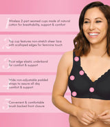 FULLY® Front Close Wirefree Cotton Posture Bra with Lace