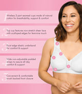 Fully® Wireless Cotton Back & Posture Support Bra with Front Closure & Lace