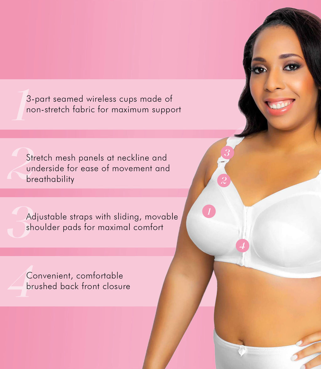 Collections Etc Front Hook Closure Exquisite Form Support Bra 48c White  Full Coverage Bras : Target
