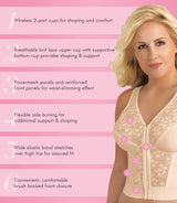 Fully® Slimming Wireless Back & Posture Support Longline Bra with Front Closure & Lace
