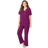Nylon Tricot Short Sleeve Matching Pajama Set