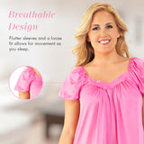 Nylon Tricot Flutter Sleeve Short Knee Length Nightgown
