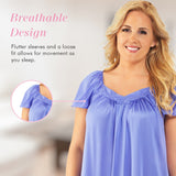 Nylon Tricot Flutter Sleeve Short Knee Length Nightgown