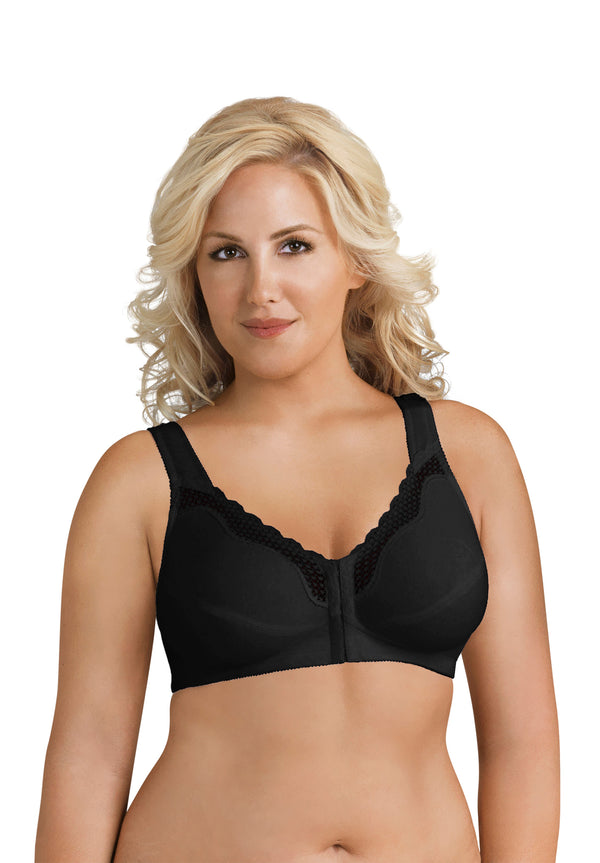 Fully® Wireless Cotton Back & Posture Support Bra with Front Closure & Lace