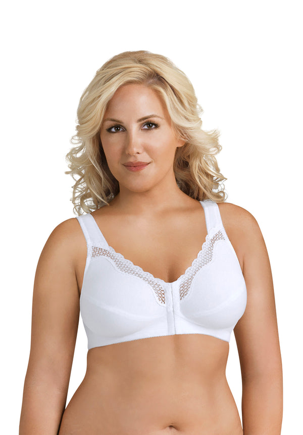 Fully® Wireless Cotton Back & Posture Support Bra with Front Closure & Lace