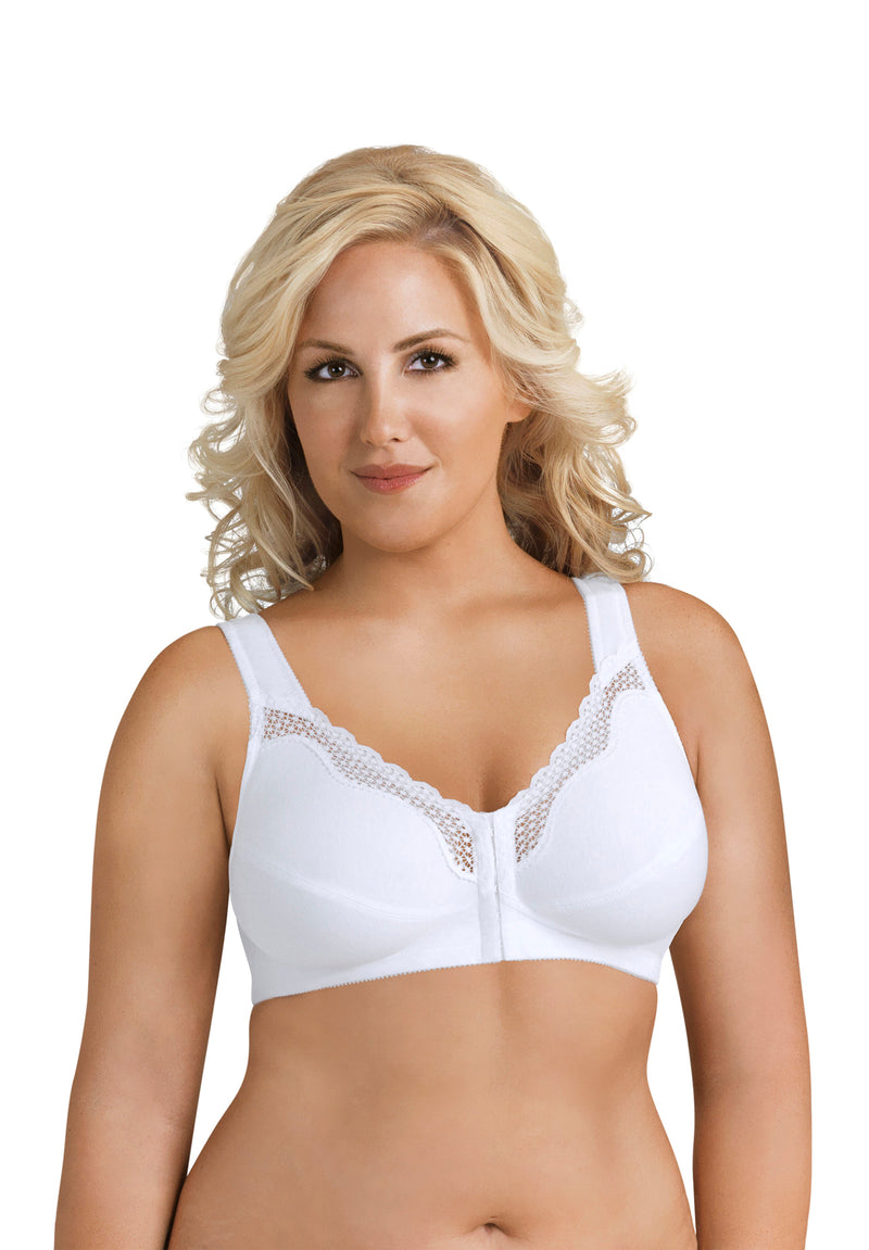 Fully® Wireless Cotton Back & Posture Support Bra with Front Closure & Lace