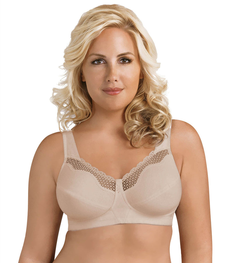 Fully® Cotton Soft Cup Wireless Full-Coverage Bra with Back Closure & Lace