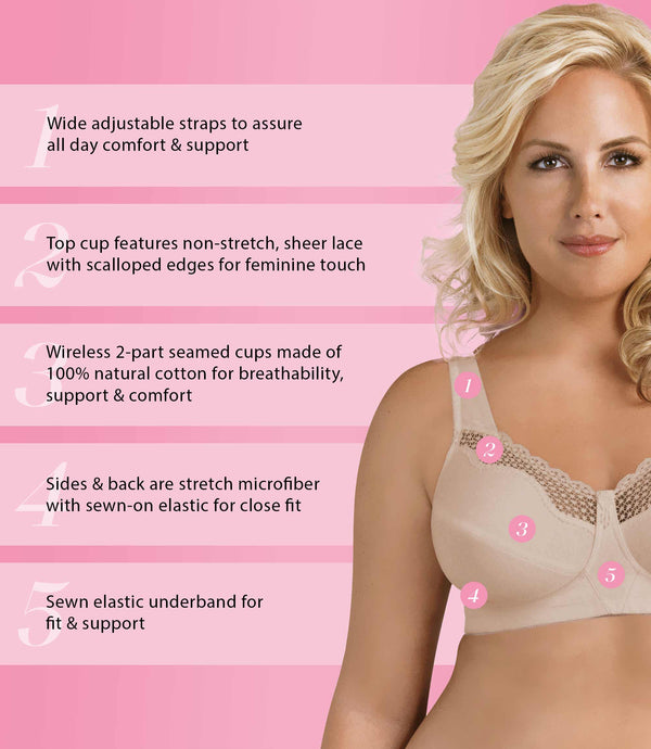 Exquisite Form 5100532 FULLY Original Wireless Full-Coverage Bra with Back  Closure