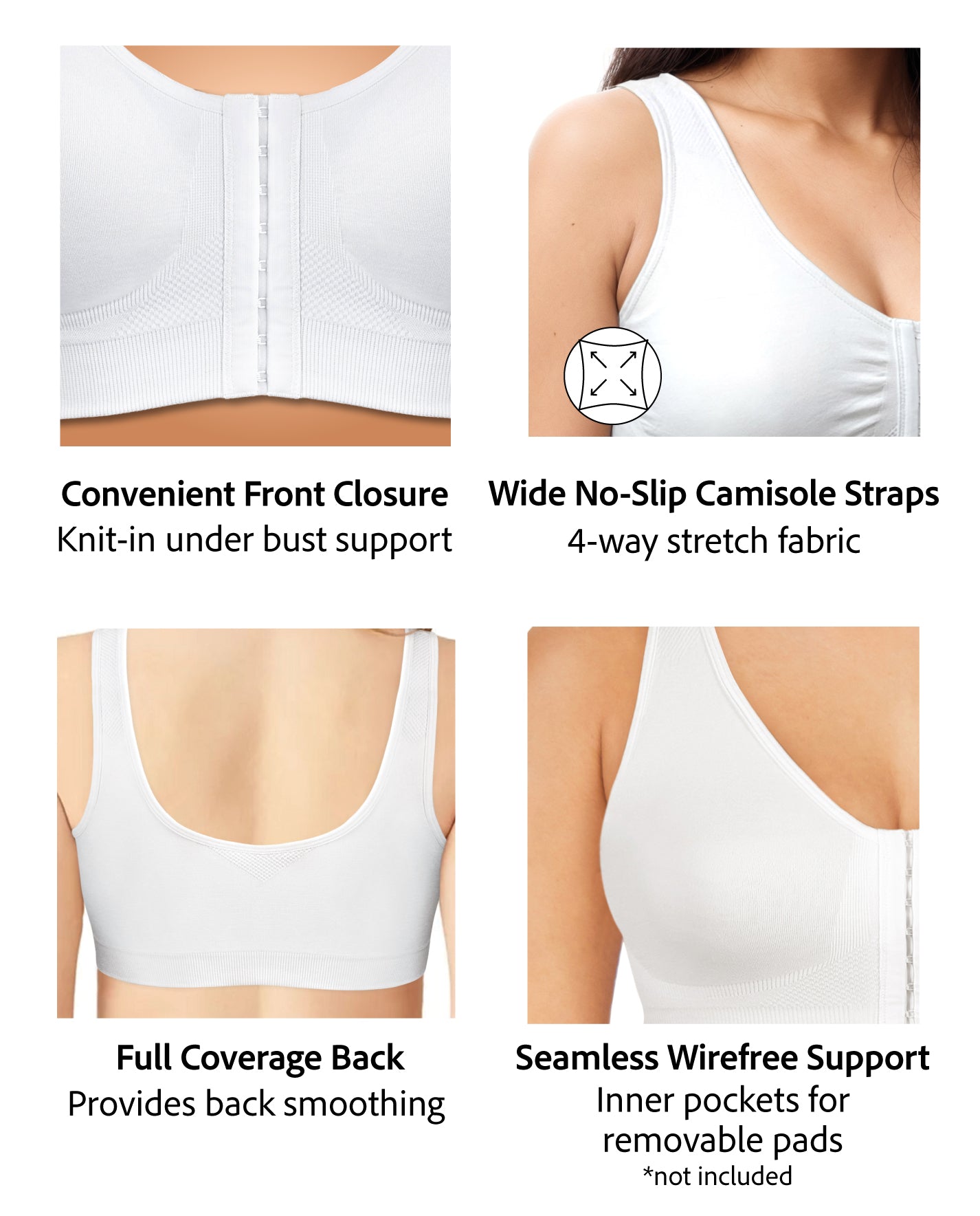 FULLY® Seamless Wireless Full Coverage Bra with Front Closure ...