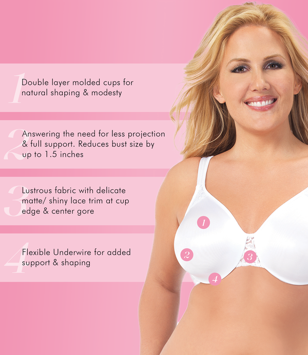 Exquisite Form 5100535 Fully Cotton Soft Cup Wireless Full-Coverage Bra  with Back Closure & Lace