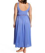 Nylon Tricot Sleeveless Long Nightgown with Floral Lace