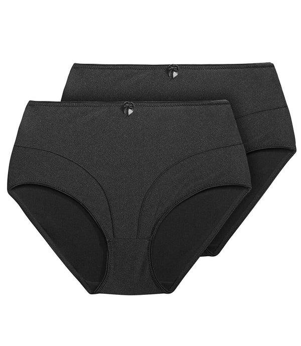 Black/White Cotton Tummy Control Shaping Thong Knickers 2 Pack