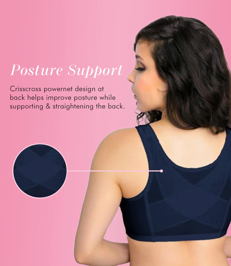 Exquisite Form Front-Close Lace Wireless Posture Bra - Walnut