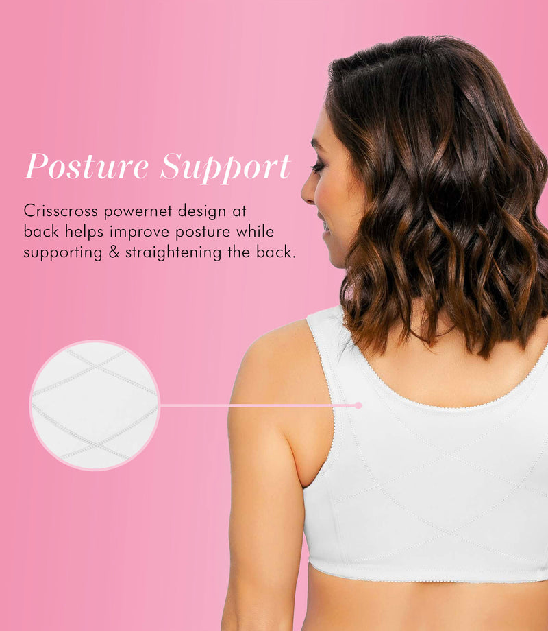 Back Support Posture Corrector Wireless Bra with Adjustable Front Closure