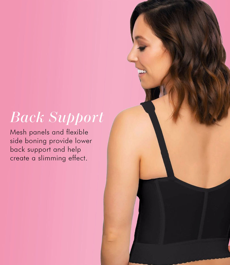 Eashery Push Up Bras Women's Fully Front Close Longline Lace Posture Bra  Black 40 