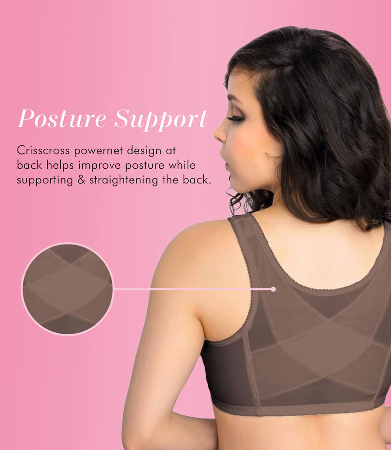 Front Closure Posture Wireless X-Shaped Back Support Full Coverage Bra -  Timeless Grace Bra
