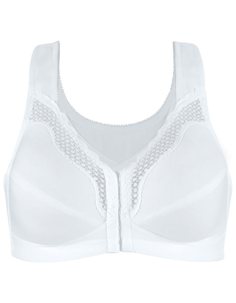 Exclare Women's Front Closure Full Coverage Wirefree Posture Back Everyday  Bra(White,42C)
