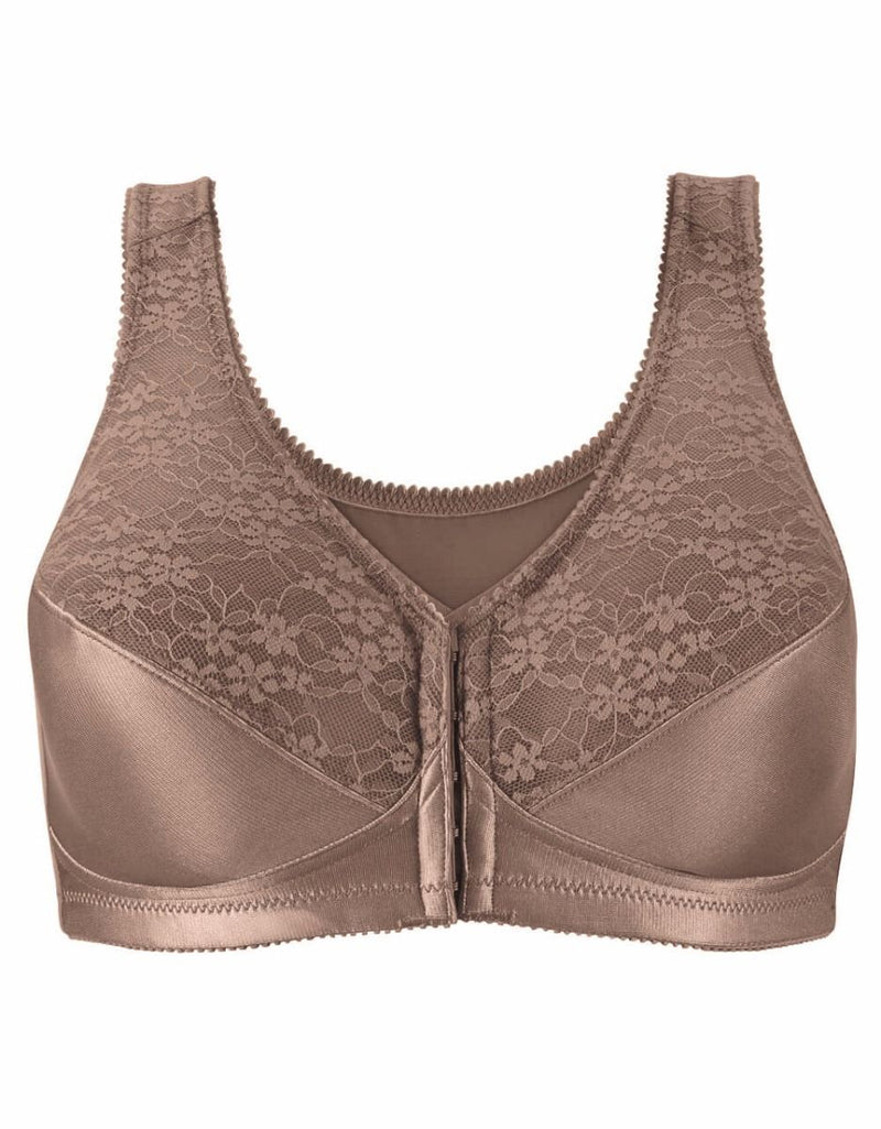 Exclare Women's Front Closure Full Coverage Wirefree Posture Back Everyday  Bra(Grey,46DD)