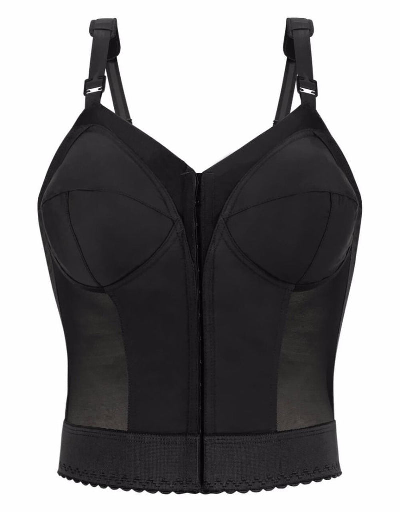 Woman BLACK Non-wired longline bra with front fastening Synthetic VALBERG