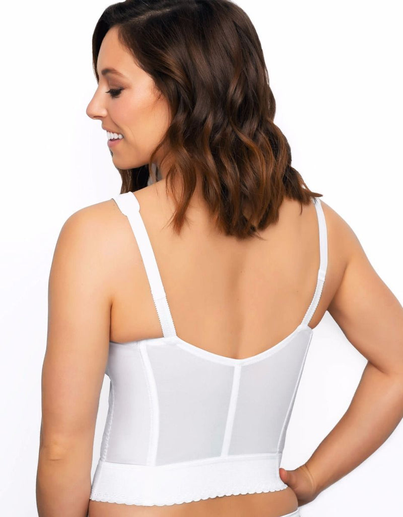 Style 9603 | Front Closure Back Support Long Line Bra - White