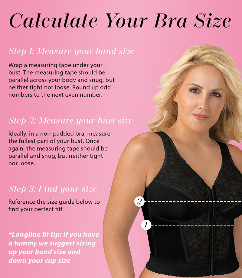 YDKZYMD Push Up Bra Shapewear Longline Bra Back Smoothing Everyday Front  Closure Bras for Women Pink 46