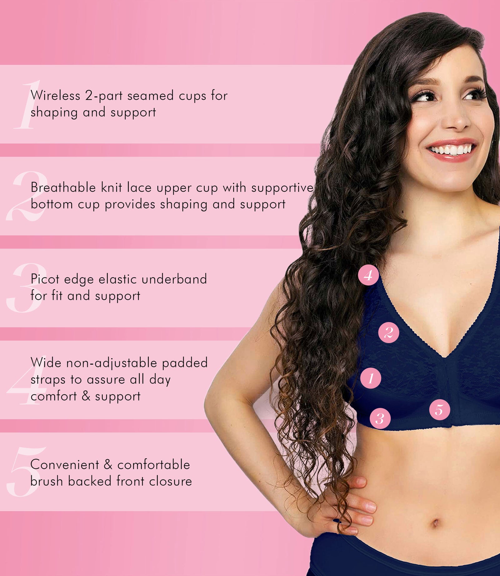 FULLY® Front Close Wirefree Posture Bra with Lace
